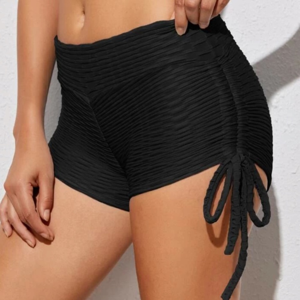 shein drawstring textured shorts